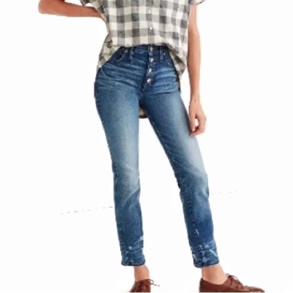 Madewell Slim Straight Exposed Button High Rise Jeans Sz 29